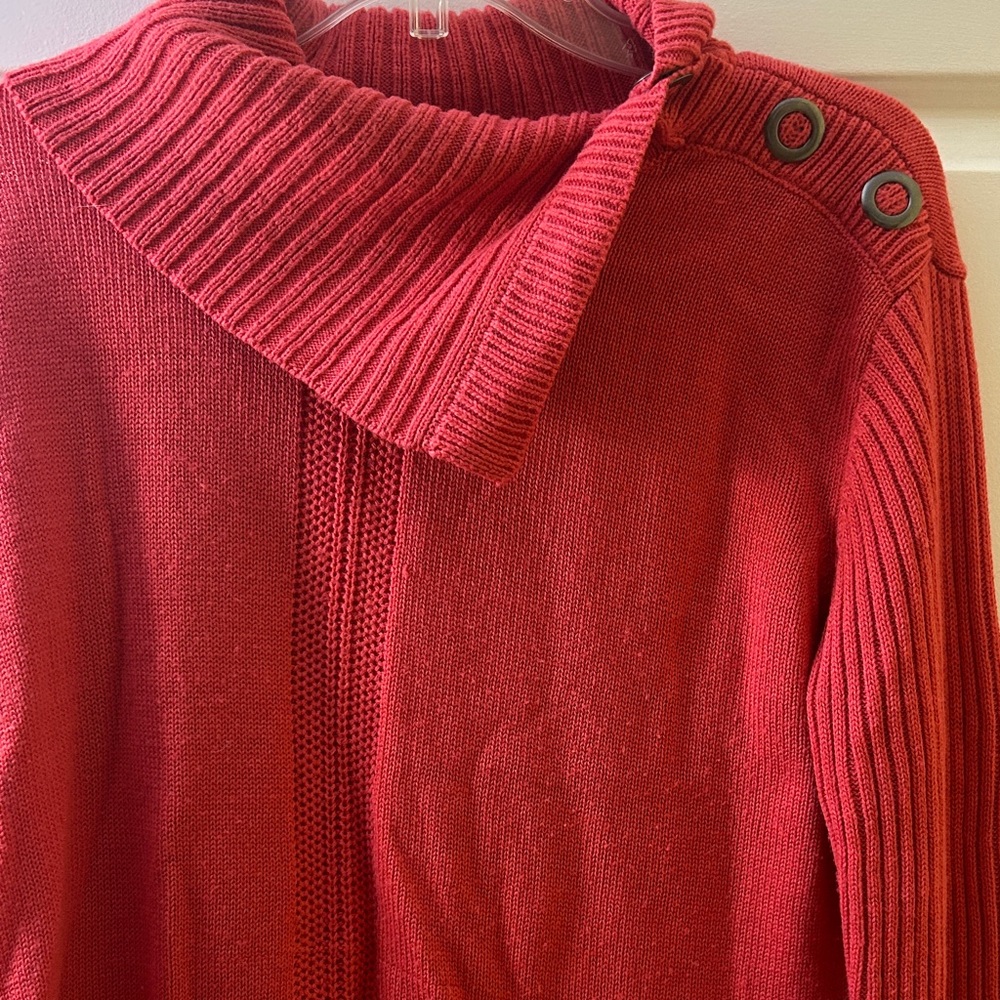 St. John's Bay pink Cowl Neck Sweater with Button Accents